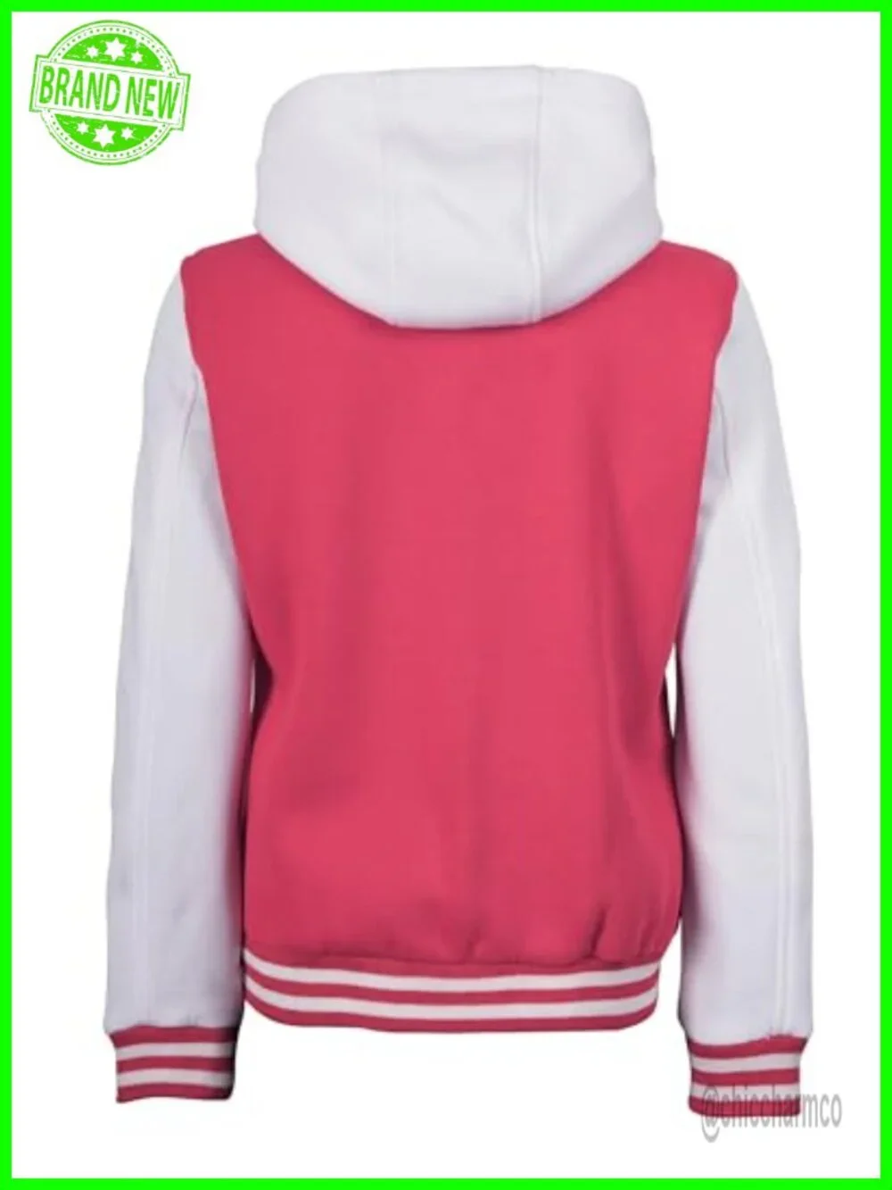 Women's Hooded Letterman Baseball Varsity Jacket Fleece Lined